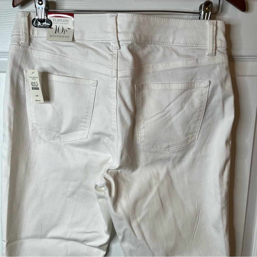 New Talbots Flawless Five-Pocket Boyfriend Denim Jeans Off-white Color Size 10P - Picture 5 of 8